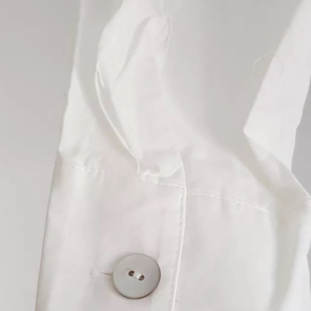 Talbots White Crinkled tuxedo long sleeve Blouse,Size 14 NWOT - Picture 4 of 5